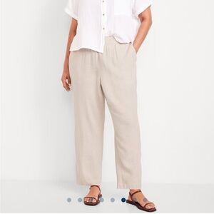 NWT Old Navy High-Waisted Linen-Blend Straight Ankle Pants